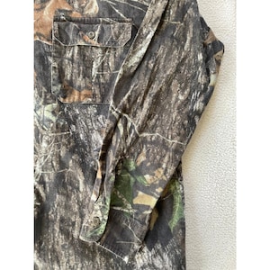Camisa de franela grande para hombre FieldStaff de los 90, estampado de camuflaje Mossy Oak Breakup, manga larga, estilo Y2K. imagen 7