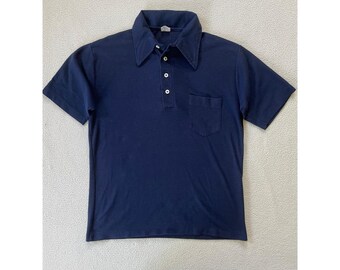 Vintage 1970s Maverick Hombres Polo Grande Azul Marino Kodel Blend USA Hecho
