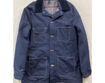 70年代 ラングラー ブルーベル メンズ 42 ワークジャケット ブルー ブランケット裏地 コーデュロイ襟