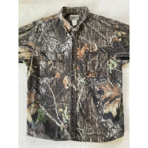 Camisa de franela grande para hombre FieldStaff de los 90, estampado de camuflaje Mossy Oak Breakup, manga larga, estilo Y2K. imagen 4