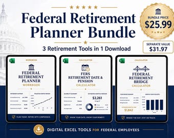 Federal Retirement Planner Bundle | FERS Pension, TSP, Social Security & Retirement Bridge Tools