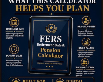 FERS Retirement Date & Pension Calculator – Federal Employee Planner (Digital Excel)