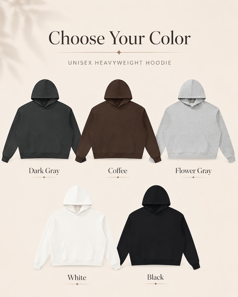 Unisex Heavyweight Cotton Hoodie, 530 GSM Oversized Pullover, Drop Shoulder Streetwear Sweatshirt, Thick Minimal Hoodie image 8