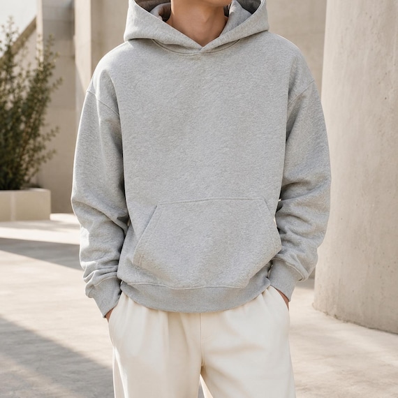 Unisex Heavyweight Cotton Hoodie, 530 GSM Oversized Pullover, Drop Shoulder Streetwear Sweatshirt, Thick Minimal Hoodie