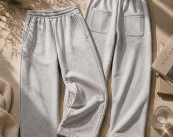 Unisex Oversized Straight Leg Sweatpants, Minimalist Cotton Lounge Pants, Relaxed Fit Essential Sweatpants, Cozy Streetwear Joggers
