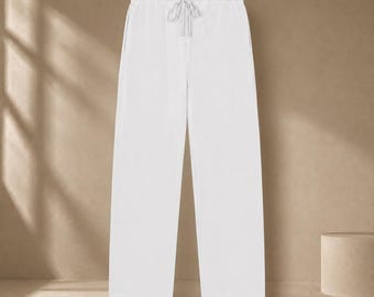 Pantalones deportivos de pierna recta, pantalones de mezcla de algodón grueso de 430 g/m², pantalones unisex para estar en casa, pantalones deportivos informales de estilo urbano con cordón en la cintura.