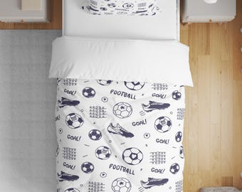 Cotton Abstract Futbool Soccer Thema Duvet Cover Set: 3D Printed Kid Bedding (160x220cm)