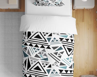 Modern Abstract Line Print Cotton Duvet Cover Set Single Bed (160x220cm)