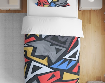 Cotton Abstract Linen Colorful Duvet Cover Set: 3D Printed Kid Bedding (160x220cm)