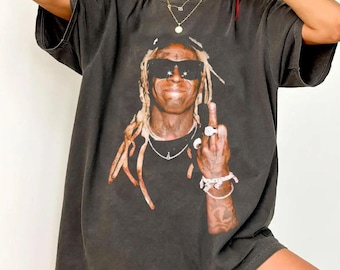 Camiseta vintage de Lil Wayne, camiseta con estampado de Weezy mostrando el dedo medio, regalo para fans del hip hop y el rap.