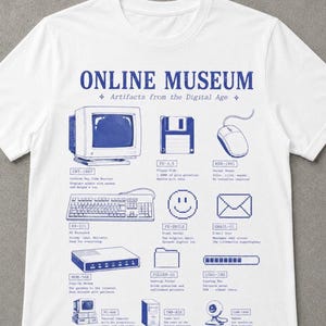 Old Vintage Computer Tee, Online Museum Graphic Tee, Y2K Tech Lover Shirt, Digital Museum Vibes Tee, Retro 90s Technology Graphic T-Shirt
