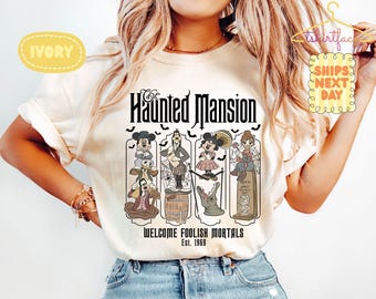 Comfort Colors Haunted Mansion Mickey & Friends Shirt, Welcome Foolish Mortals Disney Family Tee