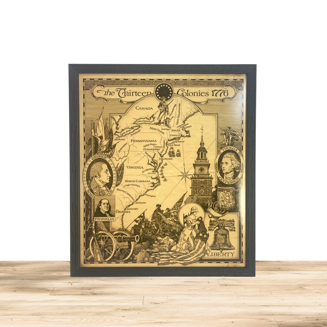 The Thirteen Colonies 1776 Framed Map Print United States of America ...