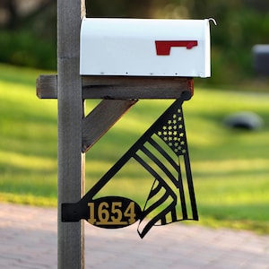 Forever Flags Metal Mailbox Hanger Custom Numbers Mailbox Flag Decorative Mailbox Patriotic Accessory American Flag for Mailbox