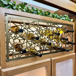 Anastasia Rustic Metal Wall Mount Wine Rack Vintage Industrial Wine Bottle Holder Farmhouse Wine Shelf Decor Handmade Custom Wine Storage