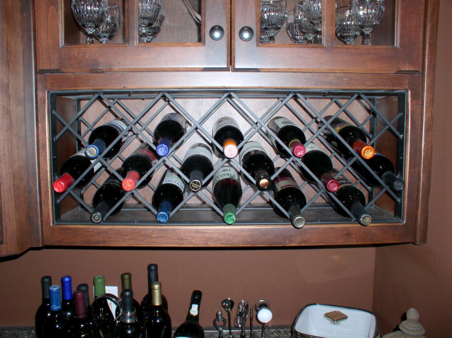 Iron lattice wine rack. 1/4 x 1/4 iron rods made to order Etsy