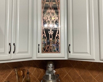 Cassie cabinet door insert custom decorative mullion door kitchen bath homeware insert wine door personalize accent hutch cabinetry metal