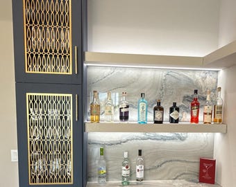 Matthews cabinet door insert custom decorative mullion door kitchen bath homeware insert wine door personalize accent hutch cabinetry metal