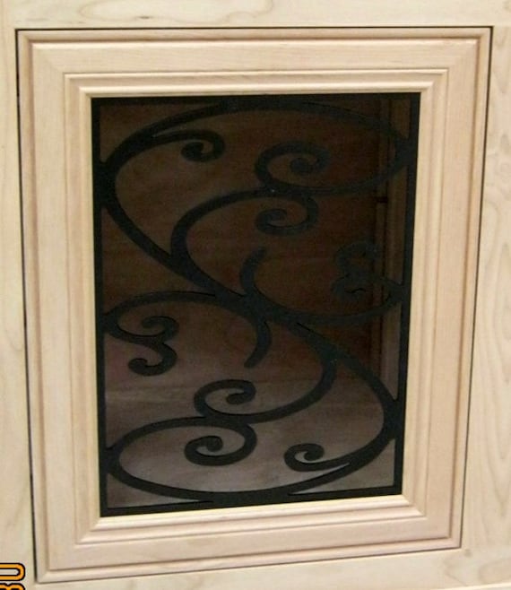 Cabinet Door Panel Insert In Decorative Iron Design Name Myra Available In Copper And Stainless