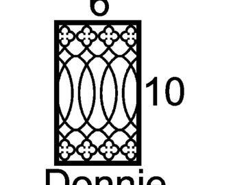Donnie mini insert sample custom decorative mullion door kitchen bath cupboard insert wine door personalize accent hutch cabinetry metal