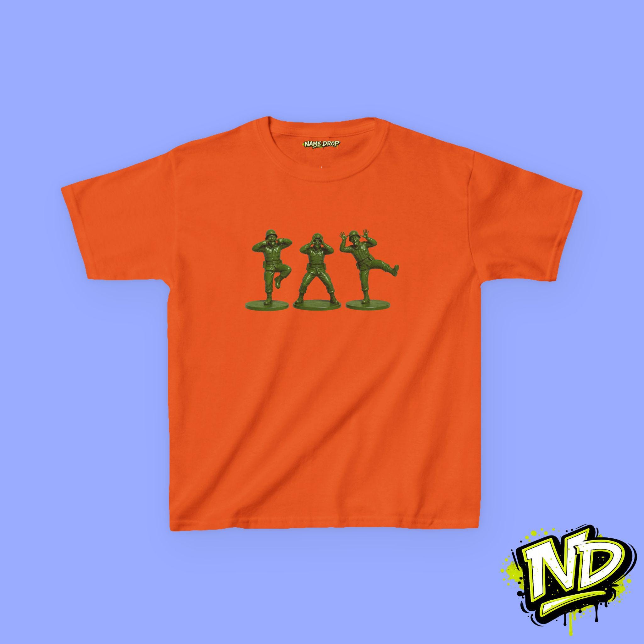 Kids Army Figures T-Shirt, Funny Plastic Soldier Graphic Tee, Playful Military Clothing