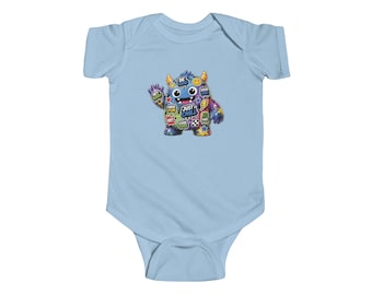 Body de bebé con estampado de monstruos y pegatinas, body divertido con diseño de bomba de pegatinas, ideal para el día a día.