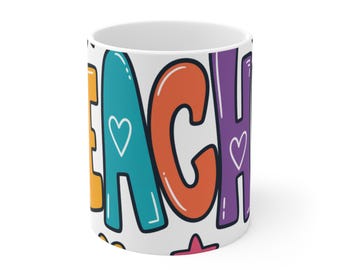 Best Teacher Typography Mug — Teacher Appreciation Coffee Cup