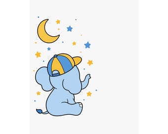 Baby Boy Elephant Personalized - Art Print