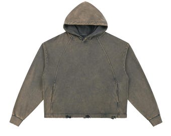 Vintage Washed Frayed-Hem Hoodie