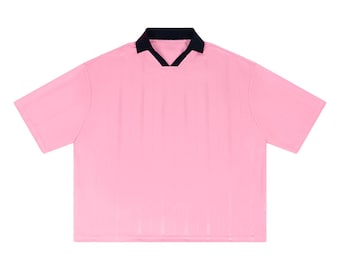 Striped Boxy Soccer Jersey: Oversized Polyester Sportswear