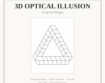 Optische 3D-Täuschung Malbuch, 24 Op-Art-Designs, sofortiger Download druckbare PDF-Datei