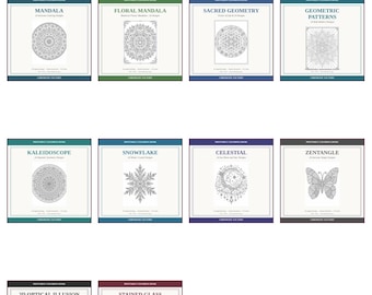 10 Malbücher Bundle, 240 druckbare Seiten, Malpaket für Erwachsene, Sofort-Download PDF