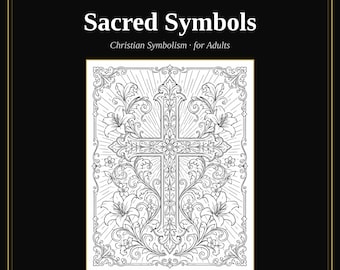 Heilige Symbole Malbuch, 24 druckbare christliche Malseiten für Erwachsene, Glaube Kreuz Taube Bibel PDF, Sofortiger Download, US Letter