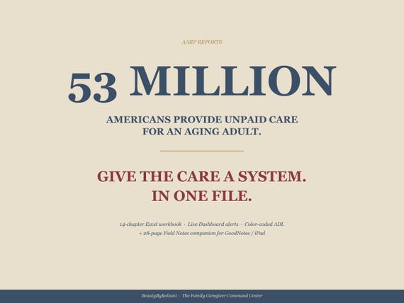 Family Caregiver Planner Excel Spreadsheet | Aging Parent Tracker (Digital Download)