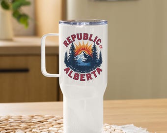 Taza de viaje de la República de Alberta, vaso térmico Alberta Strong, taza Freedom, Alberta independiente, artículos de bebida políticos, regalo de Calgary, estado número 51