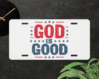 God Is Good License Plate, Christian Vanity Plate, Front Car Tag, Religious Car Decor, Gift for Pastor, Baptism Gift, Faith Plate