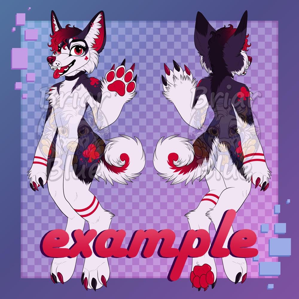 Furry Anthro Canine Reference Sheet BASE for Wolves, Foxes, Dogs, Etc ...
