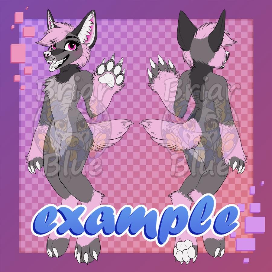 Furry Anthro Canine Reference Sheet BASE for Wolves, Foxes, Dogs, Etc ...