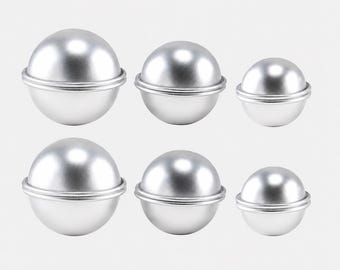 6x Aluminium Bath Bomb Moulds Round Sphere Ball DIY Homemade Bath Bomb Craft Tool Set