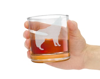 Howling Wolf Engraved Whiskey Rocks Glass | the Ultimate Gift for Him That Actually Gets Used | 10.5oz