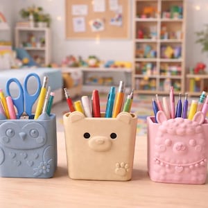 Animal Pen Holder Set: Owl, Bear, Llama Desk Organizer (3D Printed)
