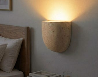 Aplique Murale en Pierre de Travertin Naturel Diseño de aplique de pared de piedra travertino minimalista hecho a mano