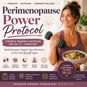 Perimenopause Power Protocol | 139-Page Strength & Nutrition Coaching Program for Women 40+ | Exercise Cards, Meal Builder Trackers eBook