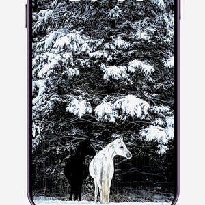 Winter Horse Snow Forest Wallpaper (Digital Download) lock screen