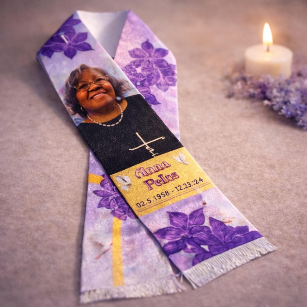 Personalized Memorial Ribbon With Photo, Custom Funeral Keepsake ...