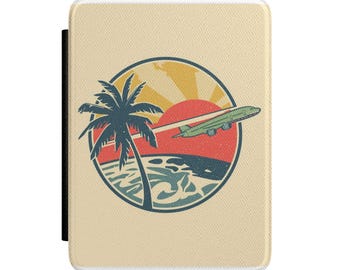 Funda para Kindle Paperwhite: Piel sintética Saffiano con diseño de avión tropical (para dispositivos de 7")
