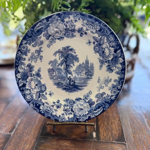 Blue and white vintage English Transferware plate