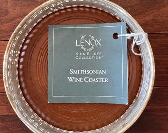 Lenox Smithsonian silver-plated and wood wine coaster