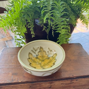 vintage John Taylor stoneware small bowl with leaf design