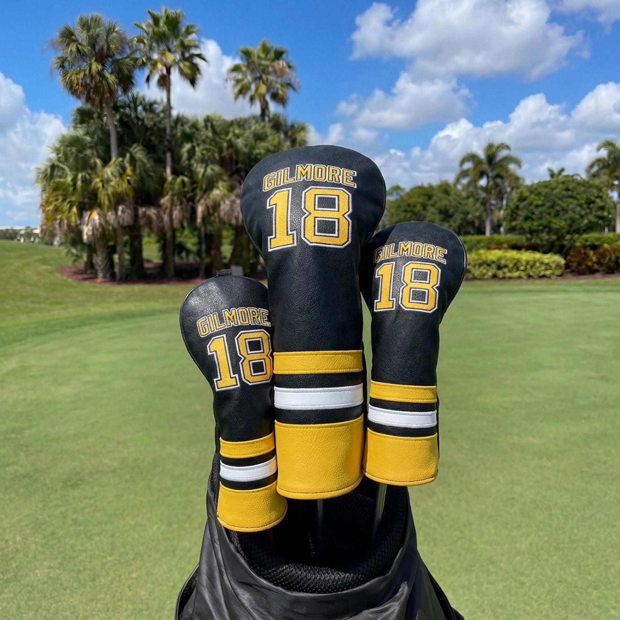 Copricapo Utility Ibrido Happy Gilmore Tema Golf – Nero/Giallo – Taglia S – Nuovo